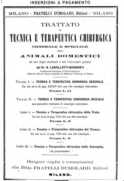 La clinica veterinaria rivista di medicina e chirurgia pratica degli animali domestici