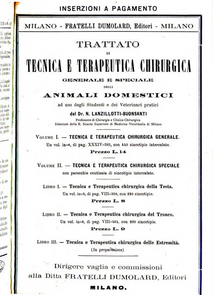 La clinica veterinaria rivista di medicina e chirurgia pratica degli animali domestici