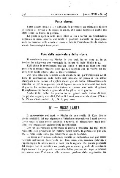 La clinica veterinaria rivista di medicina e chirurgia pratica degli animali domestici