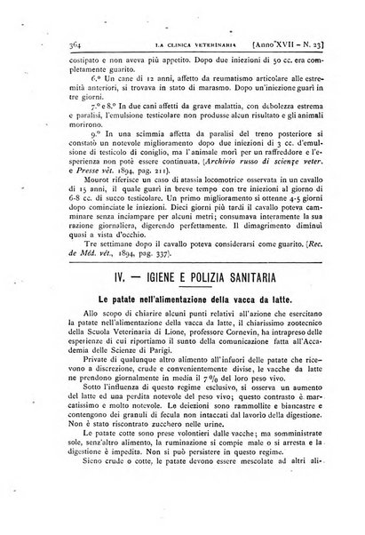 La clinica veterinaria rivista di medicina e chirurgia pratica degli animali domestici