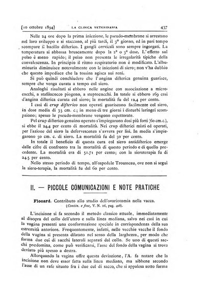 La clinica veterinaria rivista di medicina e chirurgia pratica degli animali domestici