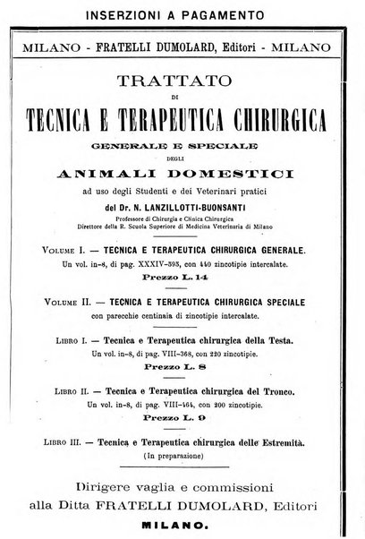 La clinica veterinaria rivista di medicina e chirurgia pratica degli animali domestici