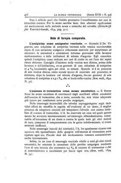 La clinica veterinaria rivista di medicina e chirurgia pratica degli animali domestici