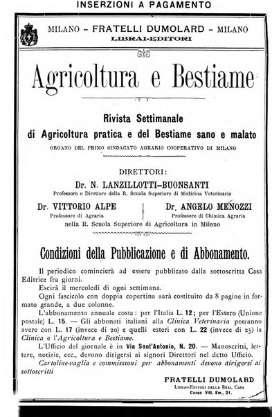 La clinica veterinaria rivista di medicina e chirurgia pratica degli animali domestici