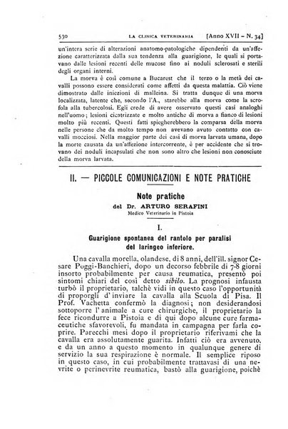 La clinica veterinaria rivista di medicina e chirurgia pratica degli animali domestici