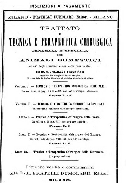 La clinica veterinaria rivista di medicina e chirurgia pratica degli animali domestici