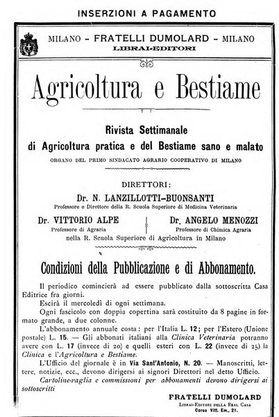 La clinica veterinaria rivista di medicina e chirurgia pratica degli animali domestici