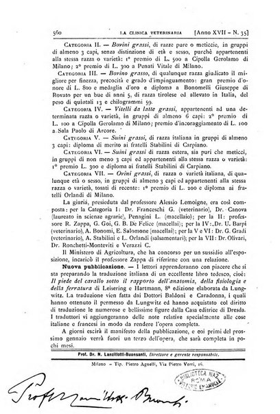 La clinica veterinaria rivista di medicina e chirurgia pratica degli animali domestici