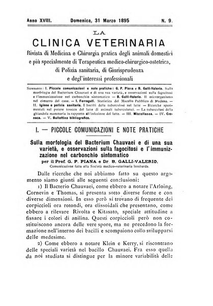 La clinica veterinaria rivista di medicina e chirurgia pratica degli animali domestici