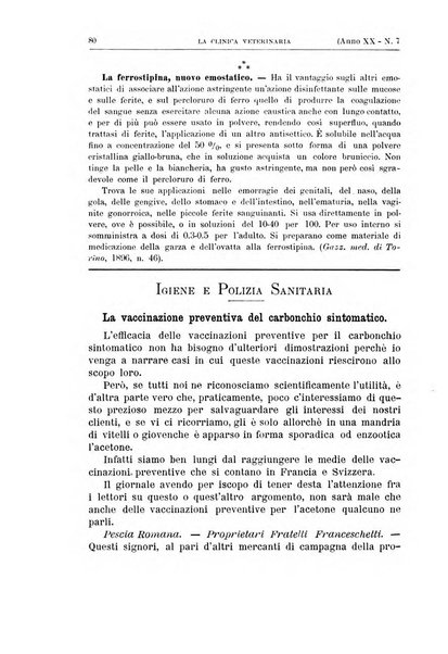 La clinica veterinaria rivista di medicina e chirurgia pratica degli animali domestici