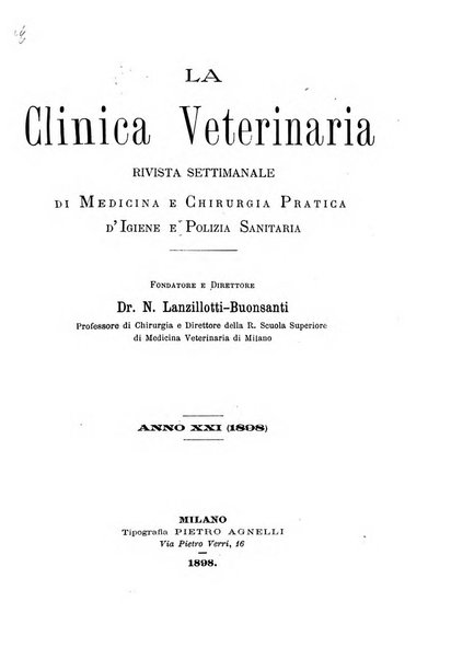 La clinica veterinaria rivista di medicina e chirurgia pratica degli animali domestici