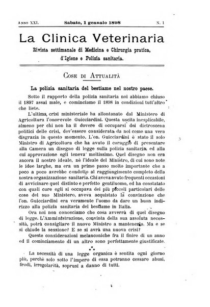 La clinica veterinaria rivista di medicina e chirurgia pratica degli animali domestici