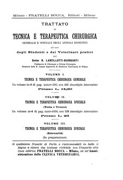 La clinica veterinaria rivista di medicina e chirurgia pratica degli animali domestici