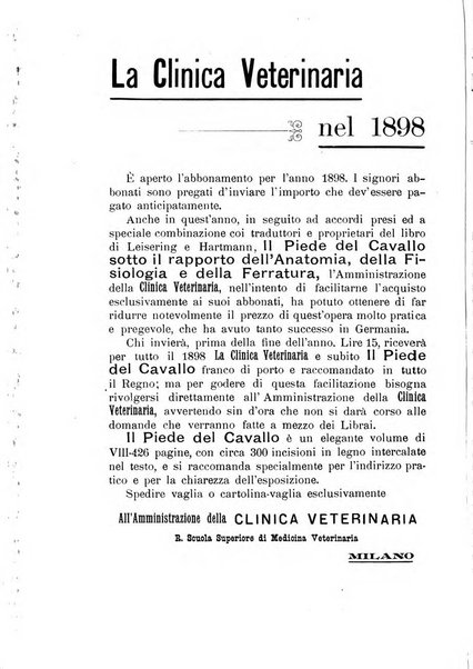 La clinica veterinaria rivista di medicina e chirurgia pratica degli animali domestici