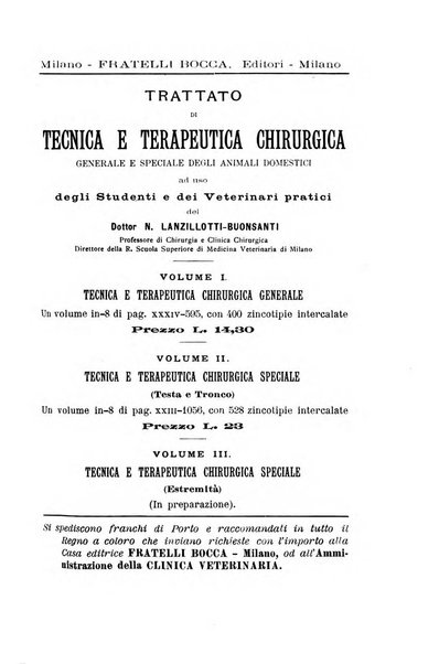 La clinica veterinaria rivista di medicina e chirurgia pratica degli animali domestici