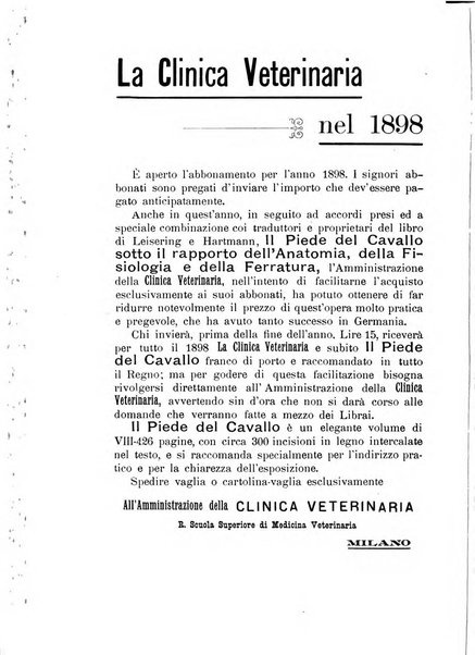 La clinica veterinaria rivista di medicina e chirurgia pratica degli animali domestici