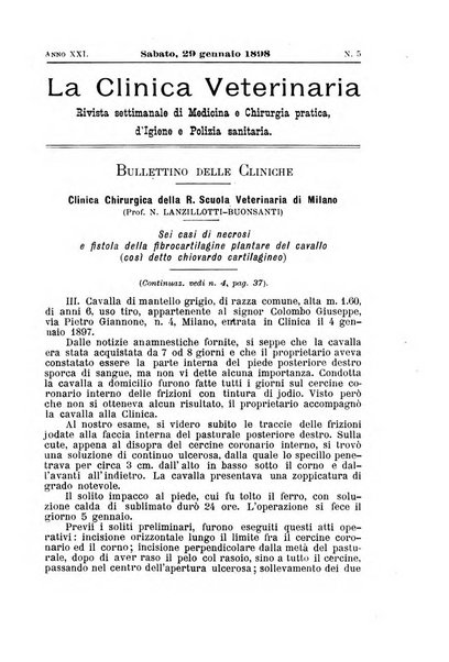 La clinica veterinaria rivista di medicina e chirurgia pratica degli animali domestici