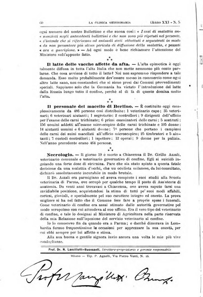 La clinica veterinaria rivista di medicina e chirurgia pratica degli animali domestici