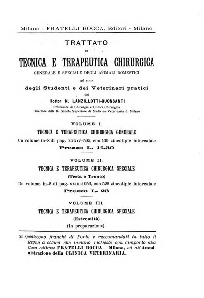 La clinica veterinaria rivista di medicina e chirurgia pratica degli animali domestici