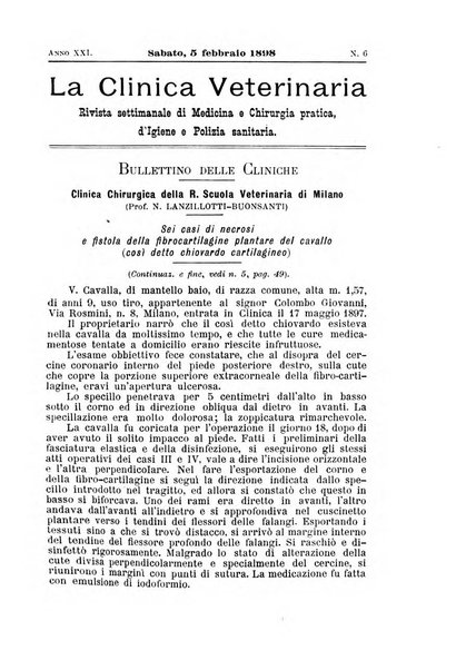 La clinica veterinaria rivista di medicina e chirurgia pratica degli animali domestici