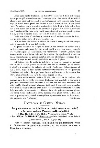 La clinica veterinaria rivista di medicina e chirurgia pratica degli animali domestici