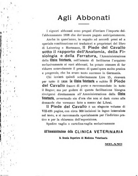 La clinica veterinaria rivista di medicina e chirurgia pratica degli animali domestici