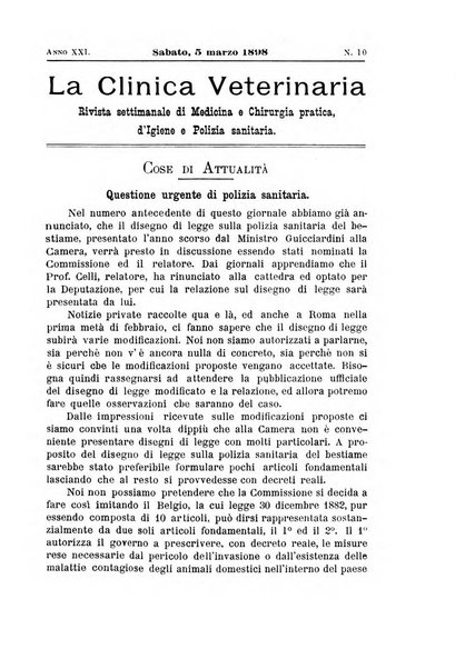 La clinica veterinaria rivista di medicina e chirurgia pratica degli animali domestici