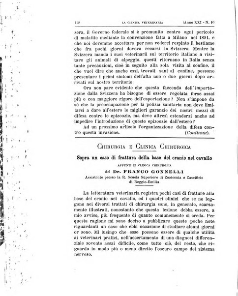 La clinica veterinaria rivista di medicina e chirurgia pratica degli animali domestici