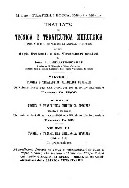 La clinica veterinaria rivista di medicina e chirurgia pratica degli animali domestici