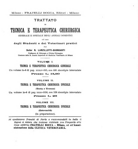 La clinica veterinaria rivista di medicina e chirurgia pratica degli animali domestici