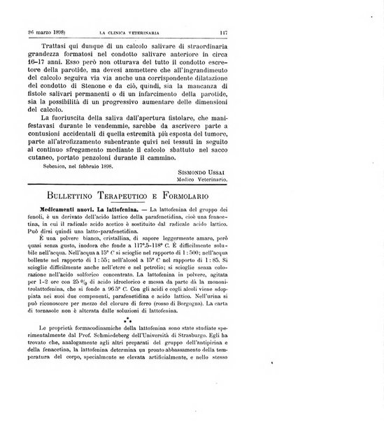 La clinica veterinaria rivista di medicina e chirurgia pratica degli animali domestici