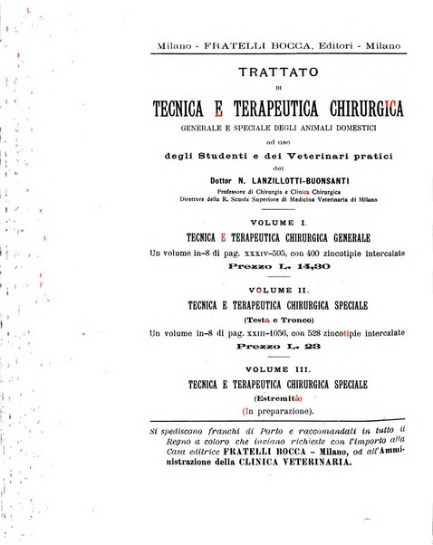 La clinica veterinaria rivista di medicina e chirurgia pratica degli animali domestici