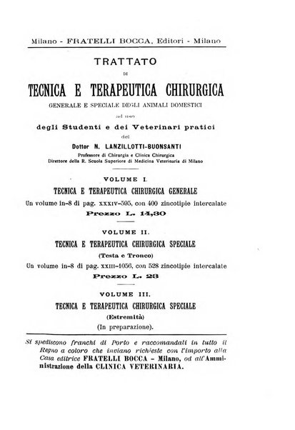 La clinica veterinaria rivista di medicina e chirurgia pratica degli animali domestici