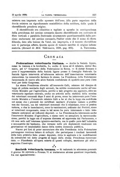 La clinica veterinaria rivista di medicina e chirurgia pratica degli animali domestici