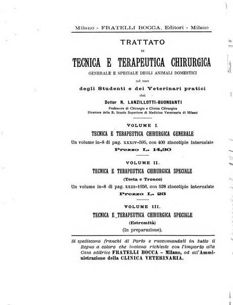 La clinica veterinaria rivista di medicina e chirurgia pratica degli animali domestici