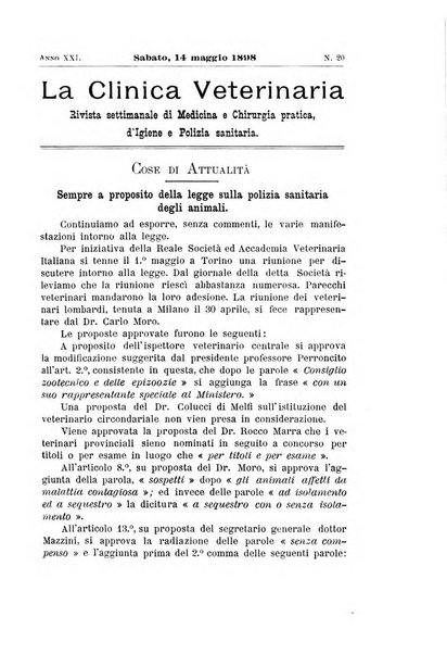 La clinica veterinaria rivista di medicina e chirurgia pratica degli animali domestici