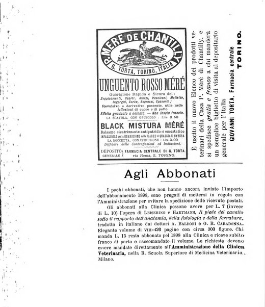 La clinica veterinaria rivista di medicina e chirurgia pratica degli animali domestici