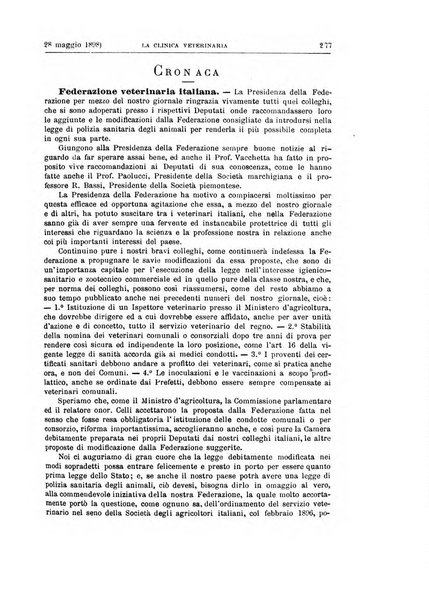 La clinica veterinaria rivista di medicina e chirurgia pratica degli animali domestici