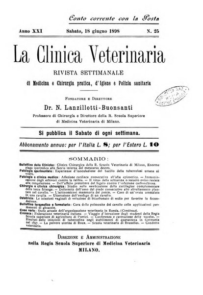 La clinica veterinaria rivista di medicina e chirurgia pratica degli animali domestici