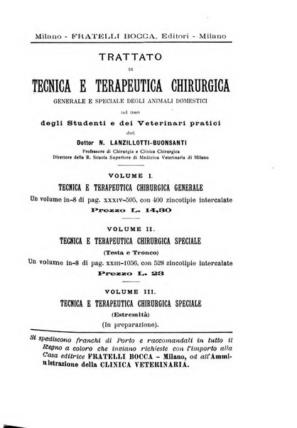 La clinica veterinaria rivista di medicina e chirurgia pratica degli animali domestici