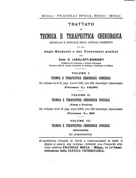 La clinica veterinaria rivista di medicina e chirurgia pratica degli animali domestici