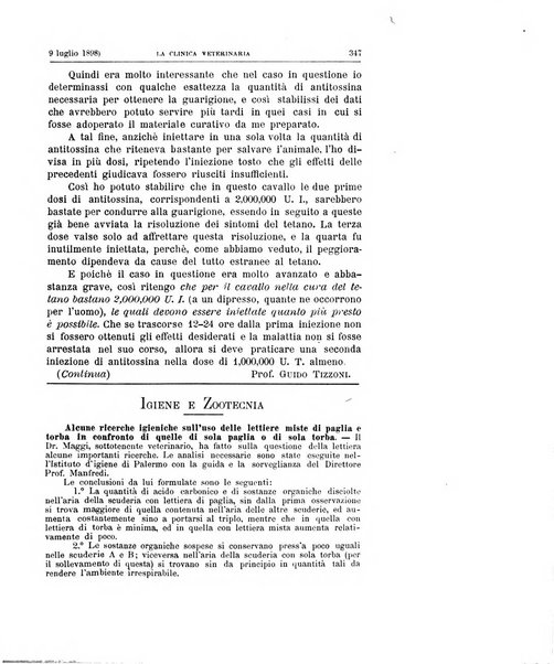 La clinica veterinaria rivista di medicina e chirurgia pratica degli animali domestici