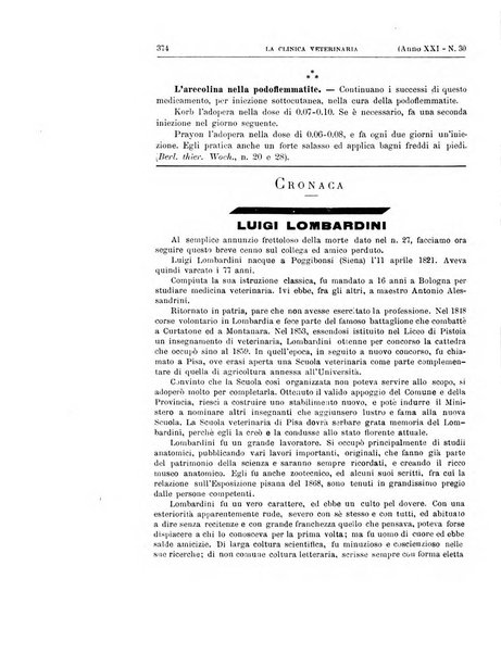 La clinica veterinaria rivista di medicina e chirurgia pratica degli animali domestici