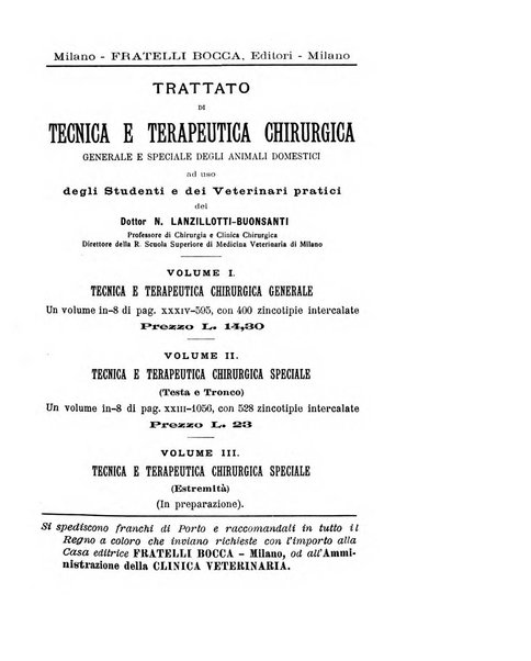 La clinica veterinaria rivista di medicina e chirurgia pratica degli animali domestici