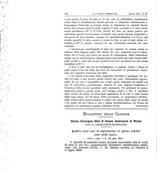 La clinica veterinaria rivista di medicina e chirurgia pratica degli animali domestici