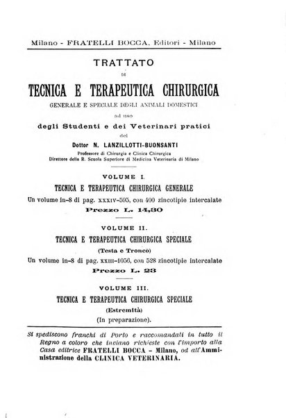 La clinica veterinaria rivista di medicina e chirurgia pratica degli animali domestici