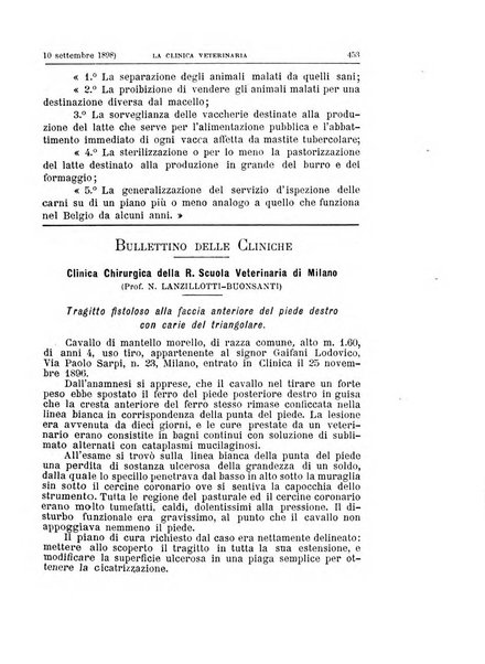 La clinica veterinaria rivista di medicina e chirurgia pratica degli animali domestici