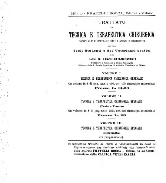 La clinica veterinaria rivista di medicina e chirurgia pratica degli animali domestici