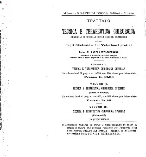 La clinica veterinaria rivista di medicina e chirurgia pratica degli animali domestici