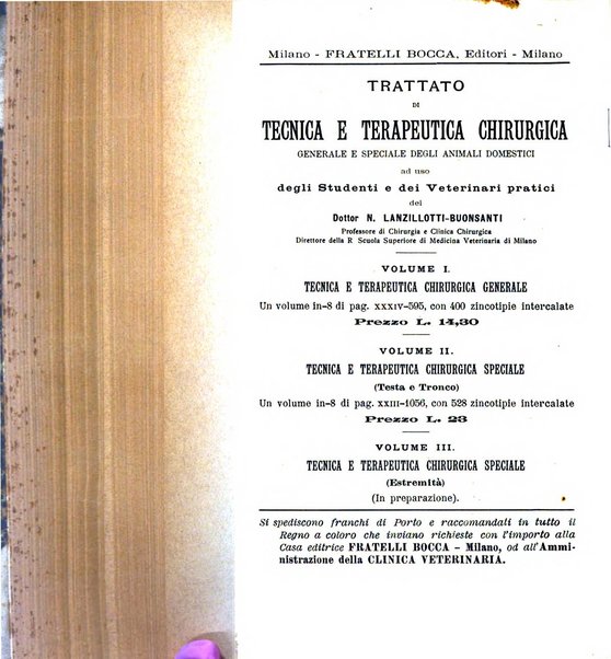 La clinica veterinaria rivista di medicina e chirurgia pratica degli animali domestici